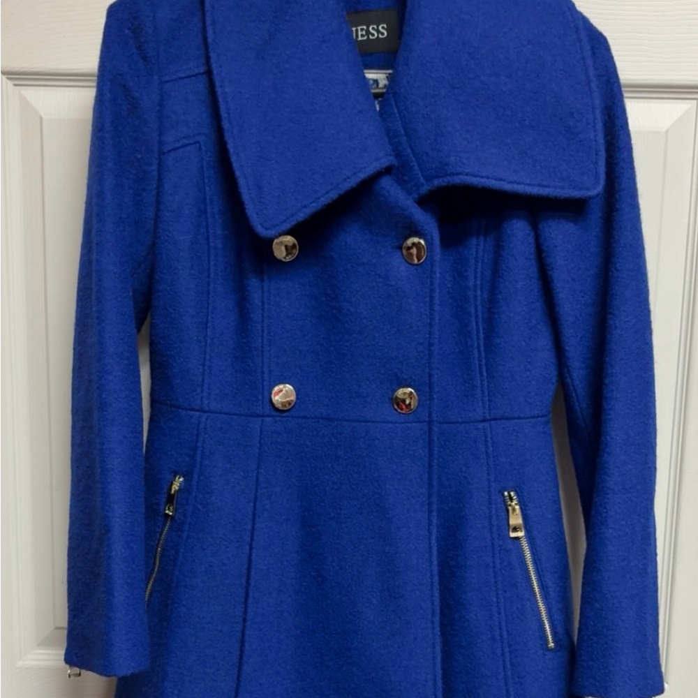 Guess Women's Royal Blue Pea Coat